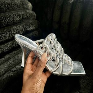 Bottega Veneta Silver Leather Heels